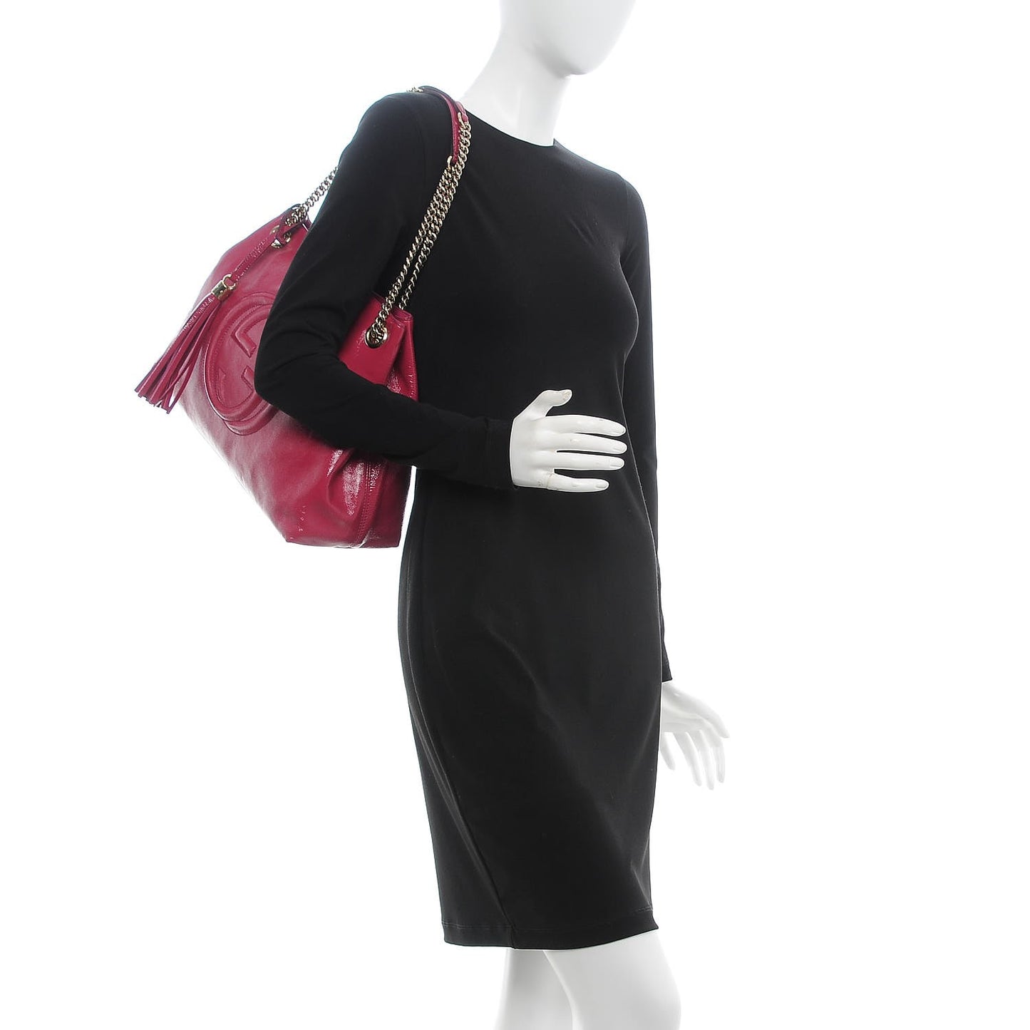 Vernice Naplack Medium Soho Chain Shoulder Bag Bright Bouganville
