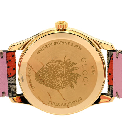 Gucci Stainless Steel Canvas 38mm G-Timeless GG Supreme Strawberry Quartz Watch Brown 4 of 4