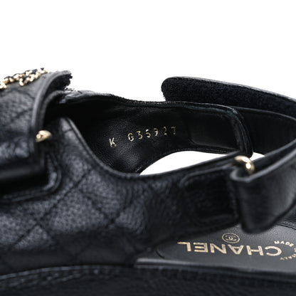 Chanel Grained Calfskin Velcro Dad Sandals 39 Black 10 of 10