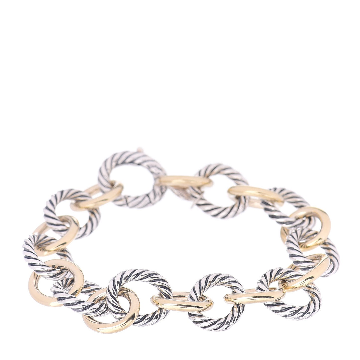 Sterling Silver 18K Yellow Gold 12mm Large Oval Link Bracelet