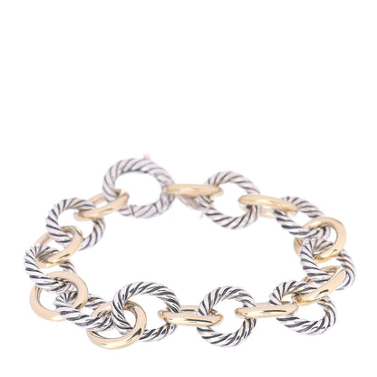 David Yurman Sterling Silver 18K Yellow Gold 12mm Large Oval Link Bracelet 1 of 4