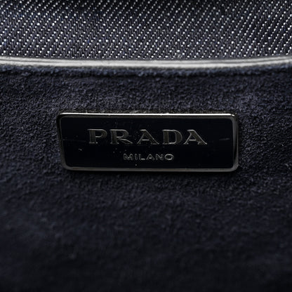 Prada Denim Suede Scamosciato Twin Pocket Tote Bleu 7 of 15