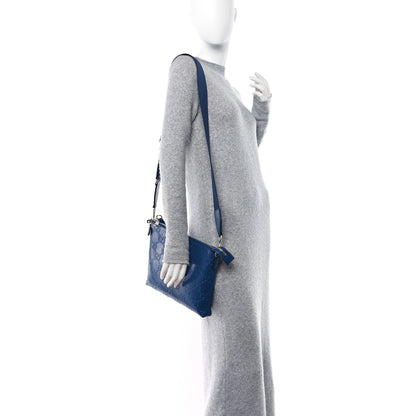 Gucci Calfskin GG Tennis Embossed Medium Wristlet Messenger Bag Intense Metal Blue 2 of 12