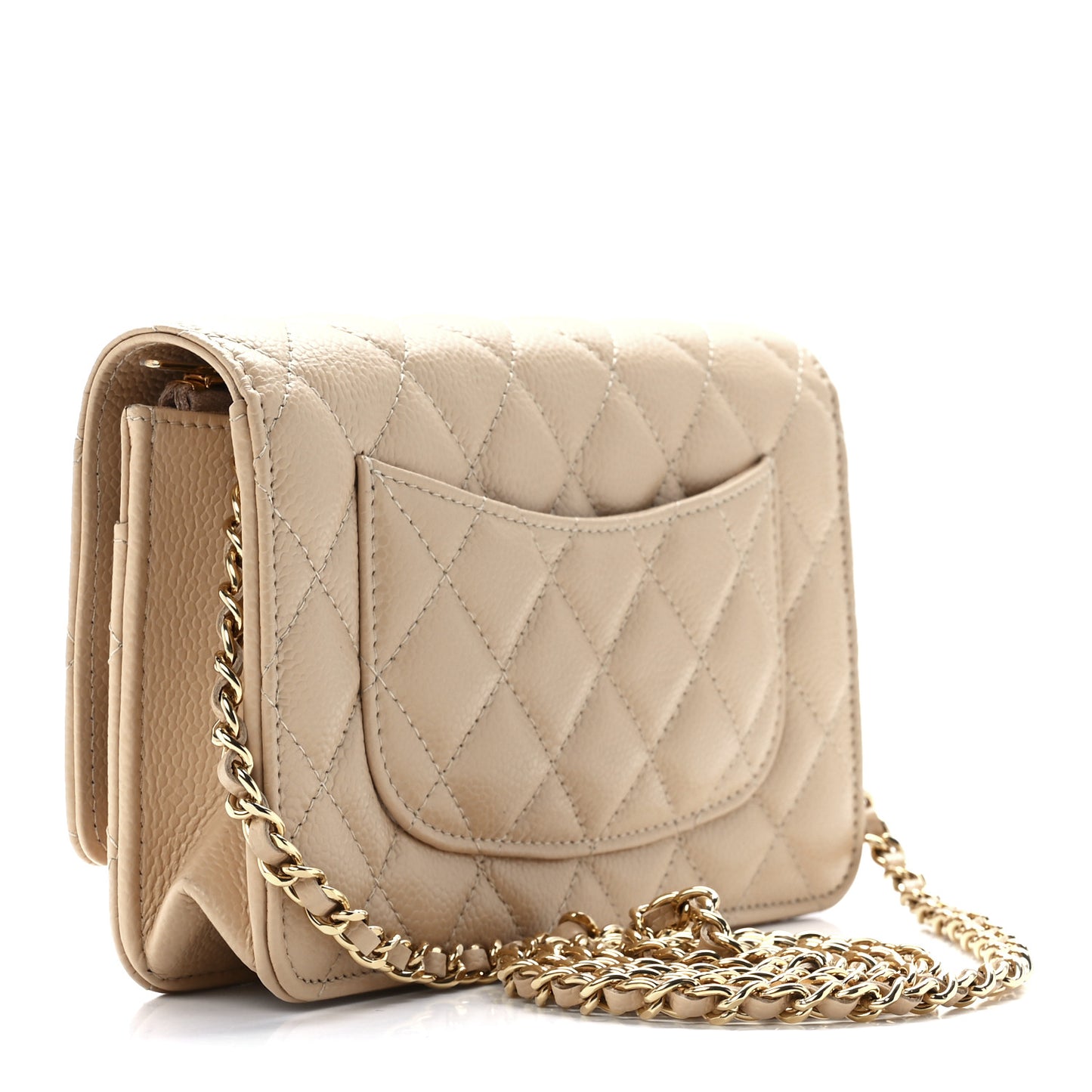 Caviar Quilted Wallet On Chain WOC Light Beige