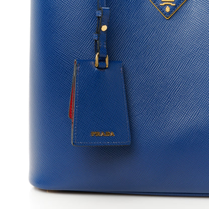 Prada Saffiano Cuir Medium Panier Bucket Bag Bleuette Fuoco 8 of 11