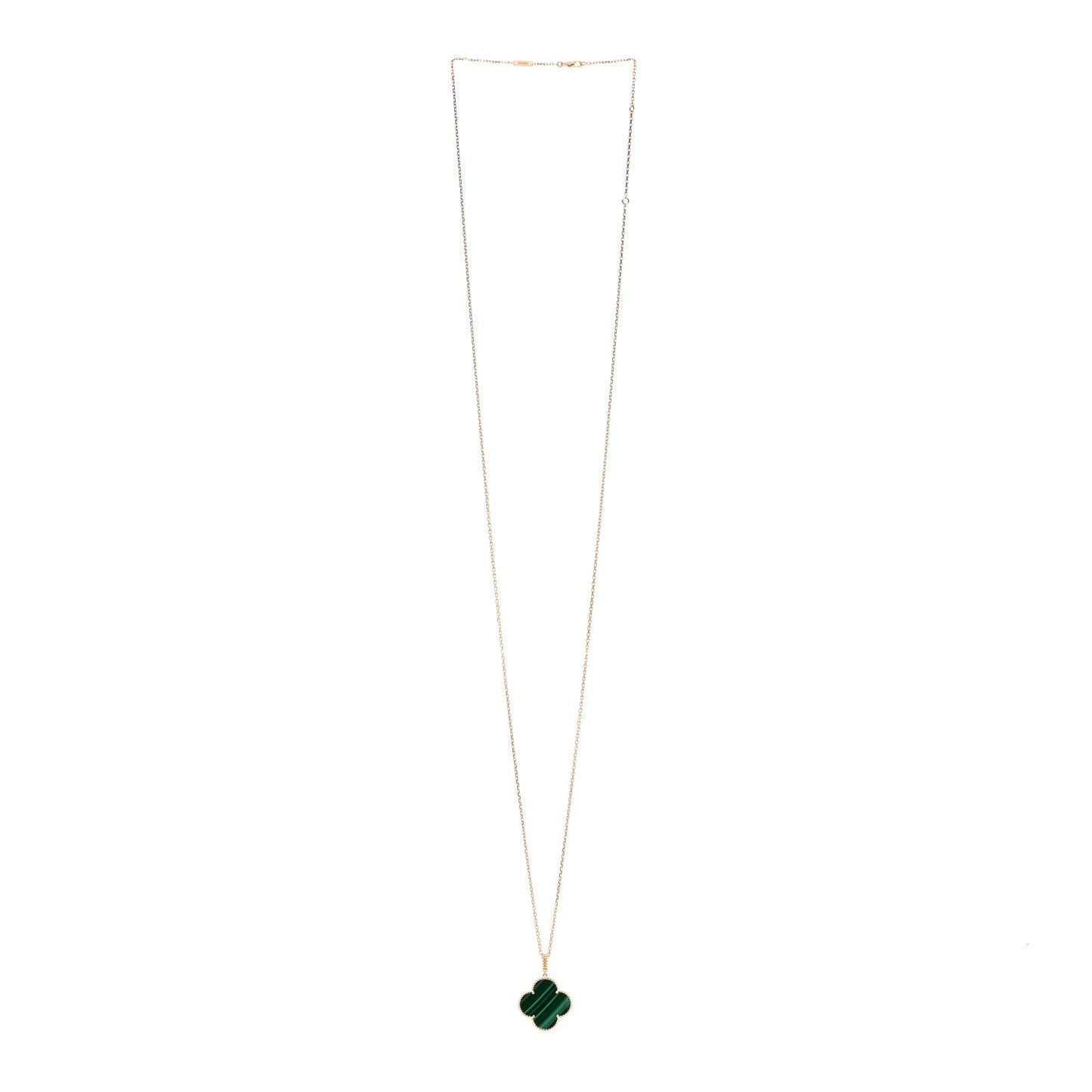 18K Yellow Gold Malachite Magic Alhambra Pendant Necklace