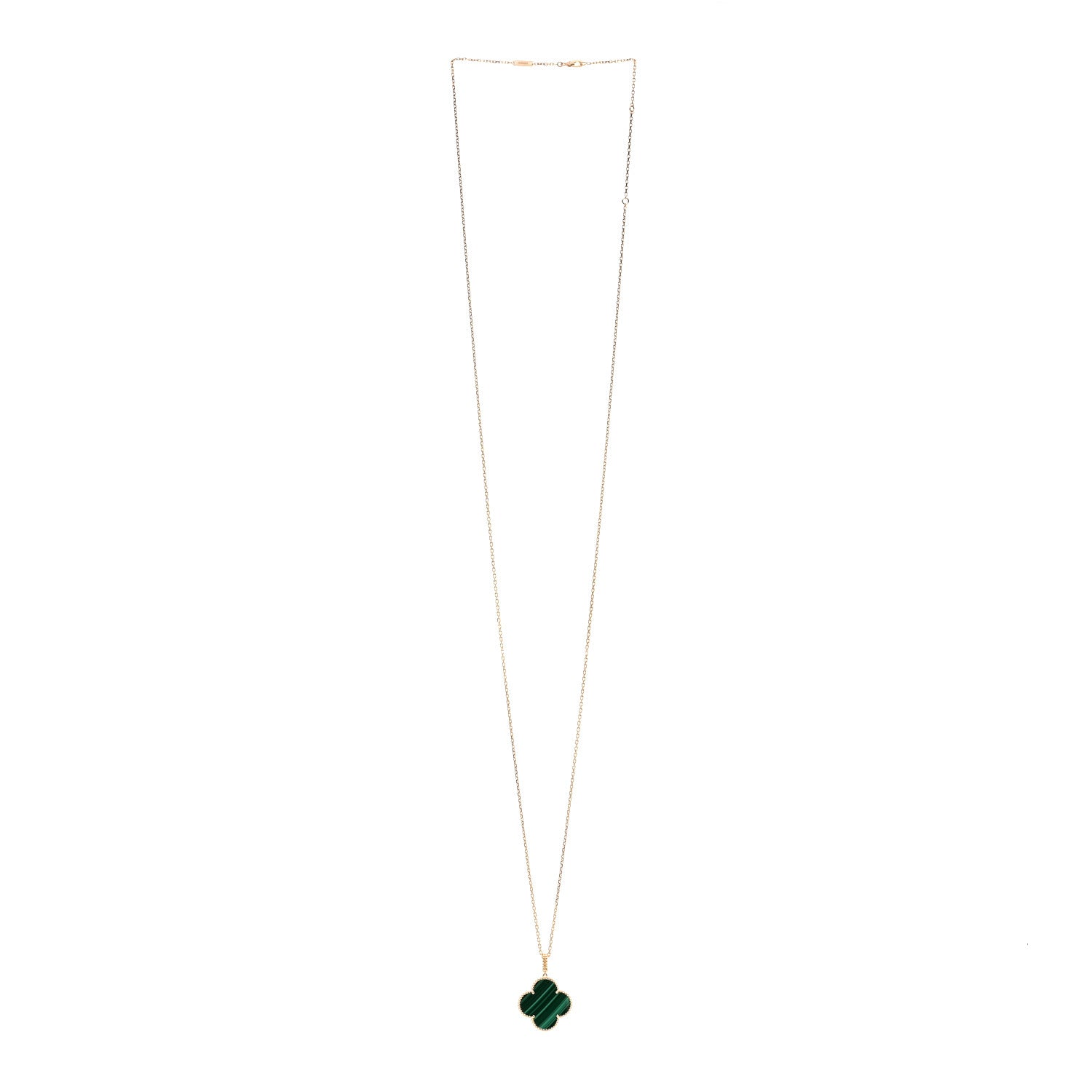 Van Cleef & Arpels 18K Yellow Gold Malachite Magic Alhambra Pendant Necklace 3 of 5