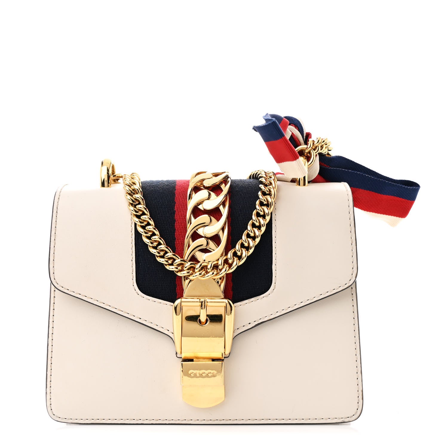 Gucci Calfskin Mini Sylvie Chain Shoulder Bag White 1 of 12