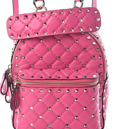 Valentino Garavani Nappa Quilted Mini Rockstud Spike Backpack Peony 7 of 9