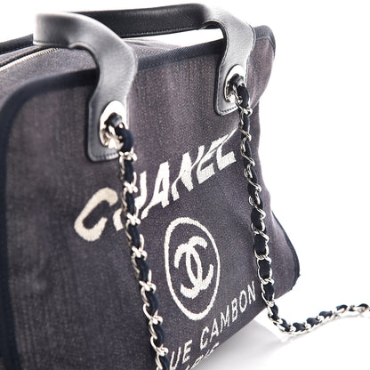 Chanel Denim Deauville Bowling Bag Dark Blue 10 of 17