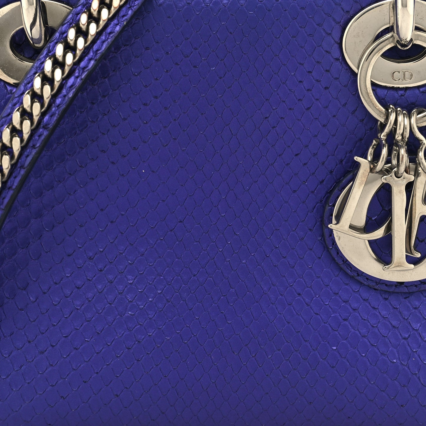 Metallic Snakeskin Mini Lady Dior Purple