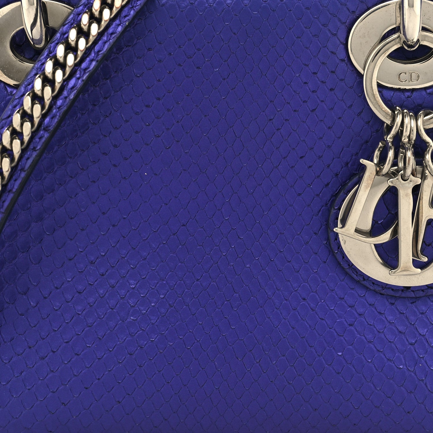 Christian Dior Metallic Snakeskin Mini Lady Dior Purple 8 of 13