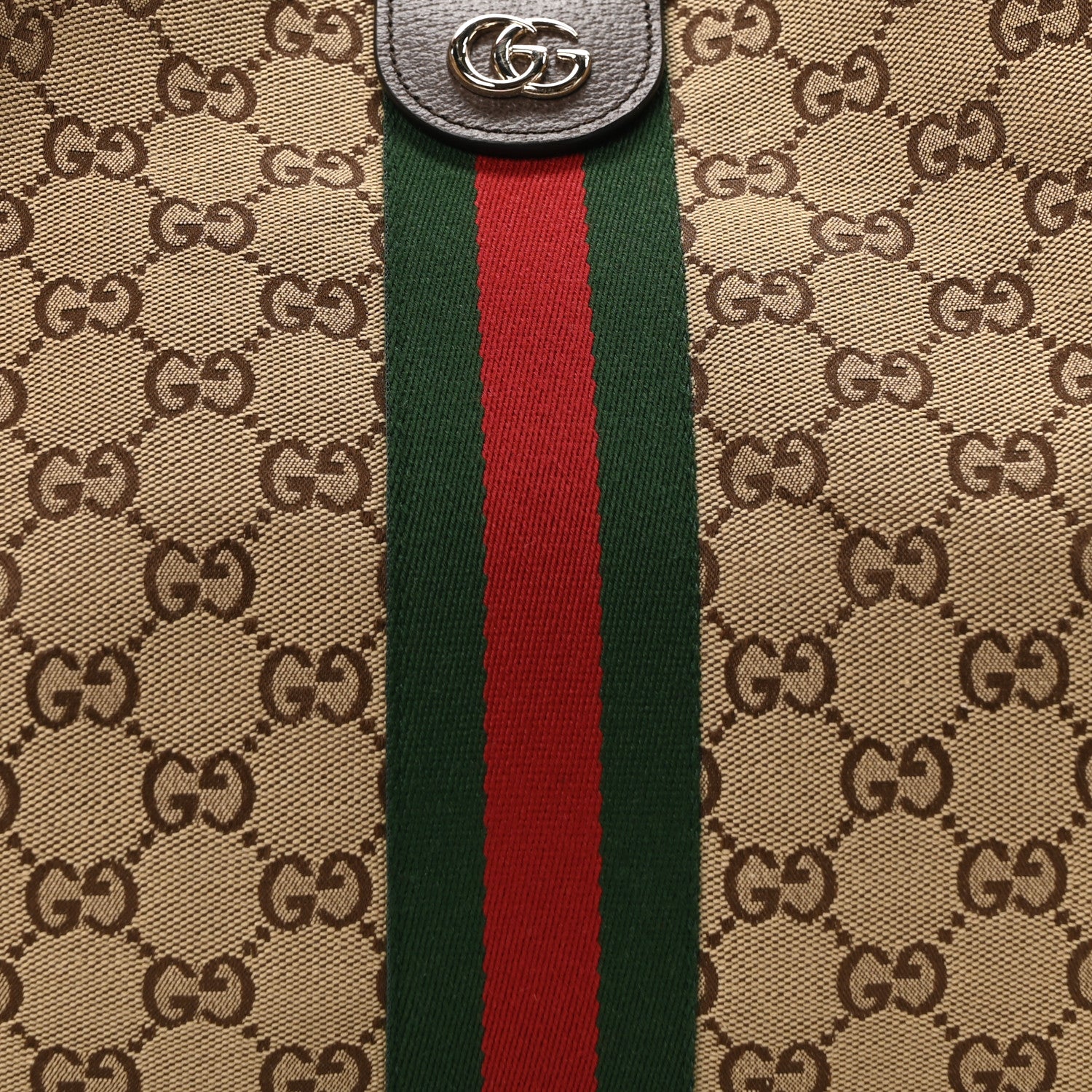 Gucci GG Monogram Web Large Giglio Tote Beige Brown 8 of 10