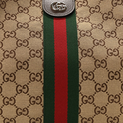 Gucci GG Monogram Web Large Giglio Tote Beige Brown 8 of 10