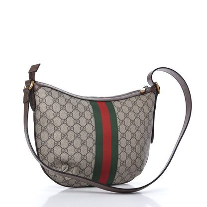 Gucci GG Supreme Monogram Web Small Ophidia Half Moon Hobo Brown 3 of 10