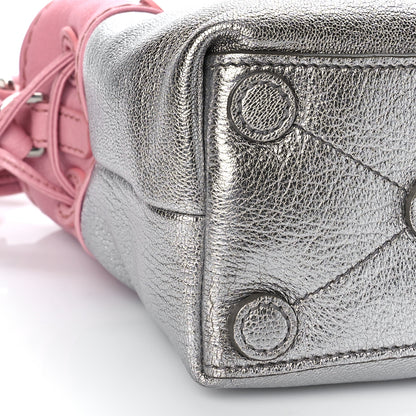 Miu Miu Goatskin Madras Bi-Color Bucket Bag Chrome Rosa 7 of 8