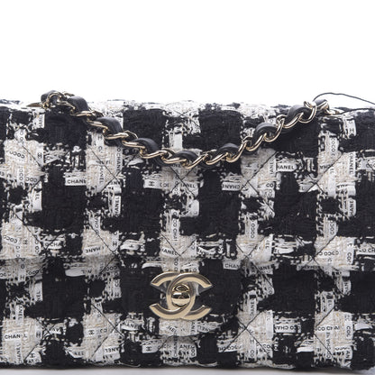 Chanel Tweed Quilted Mini Rectangular Flap Black Ecru White 8 of 10