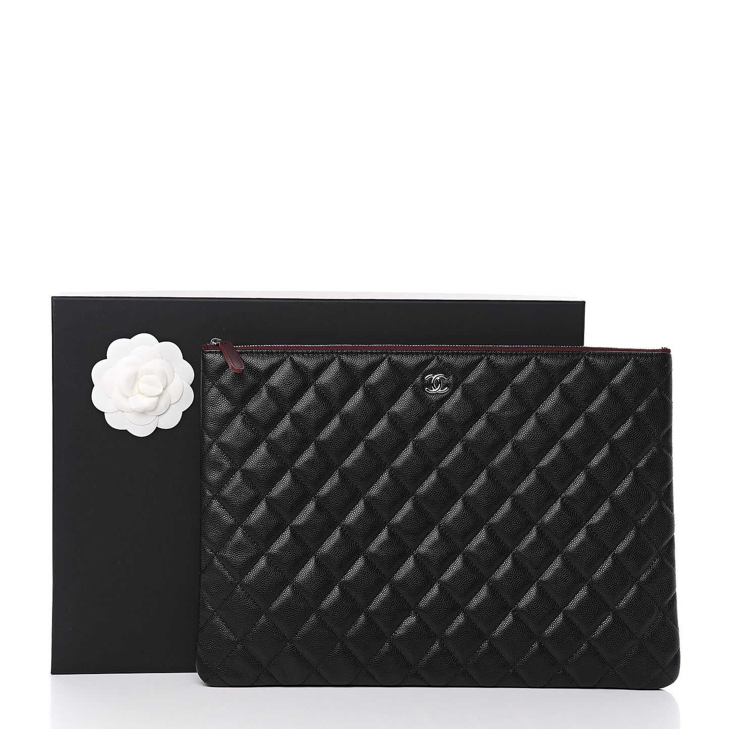 Caviar Quilted Large Cosmetic Case Black