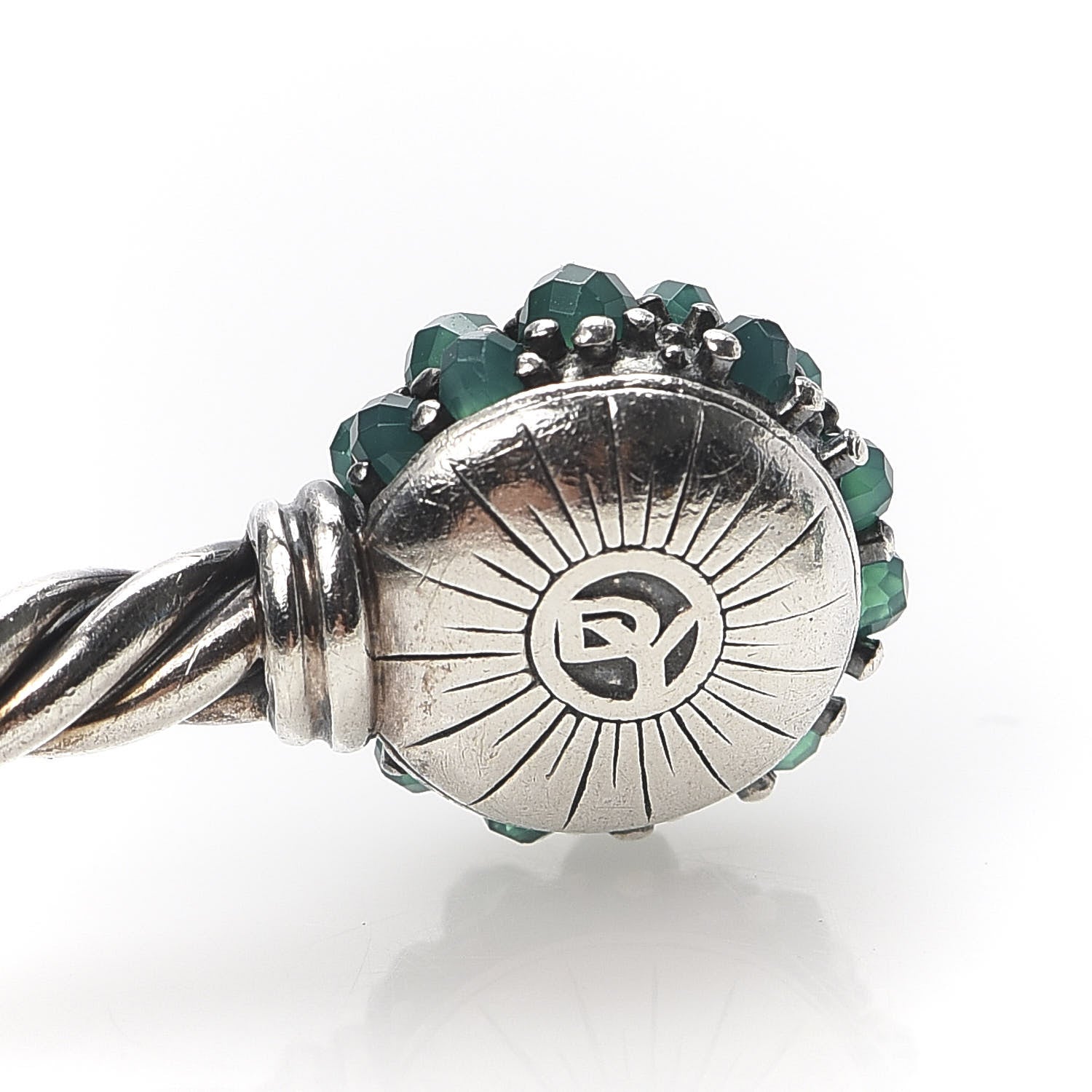 David Yurman Sterling Silver Green Onyx Osetra Cuff Bracelet 4 of 5