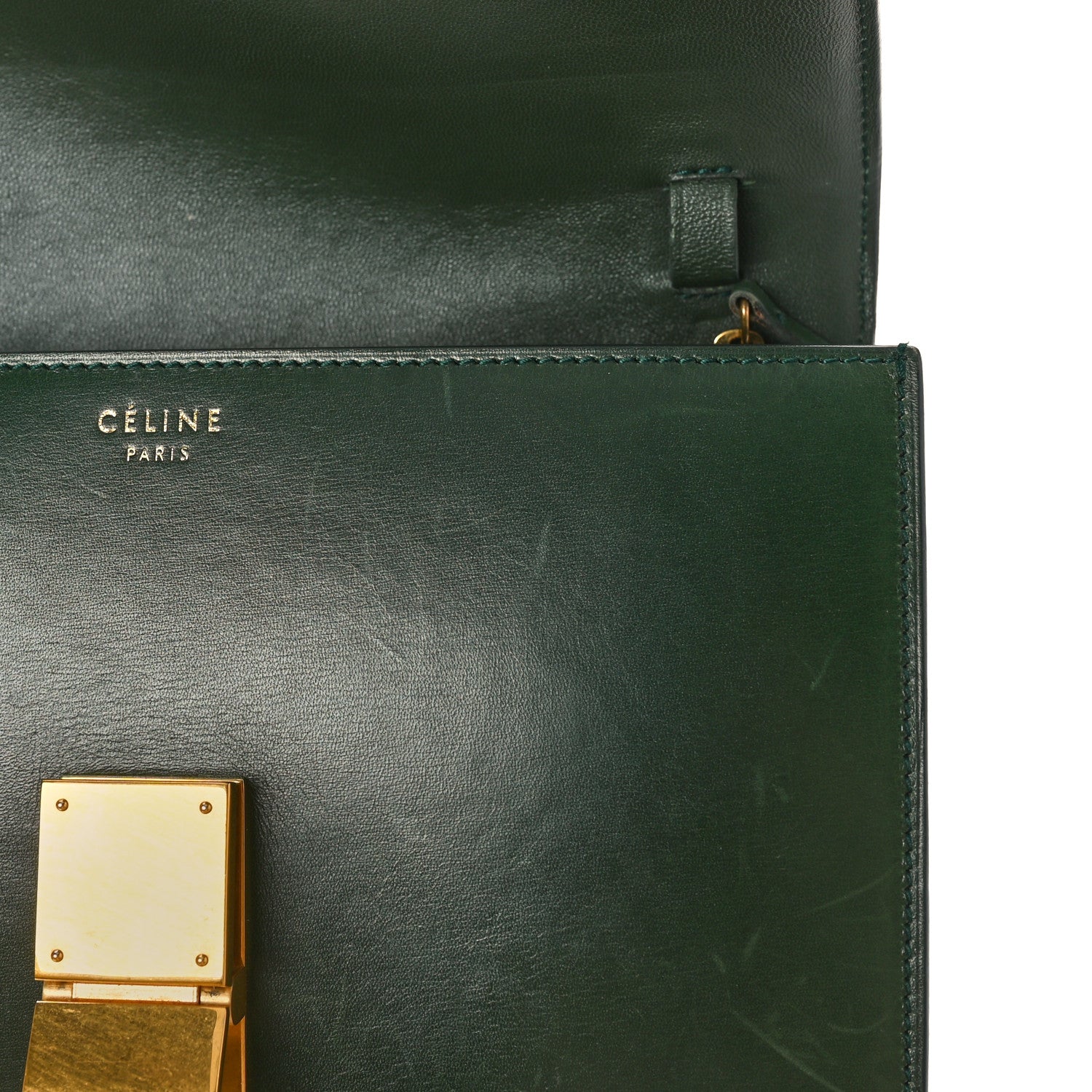 Celine Box Calfskin Classic Box Medium Flap Bag Forest 9 of 13