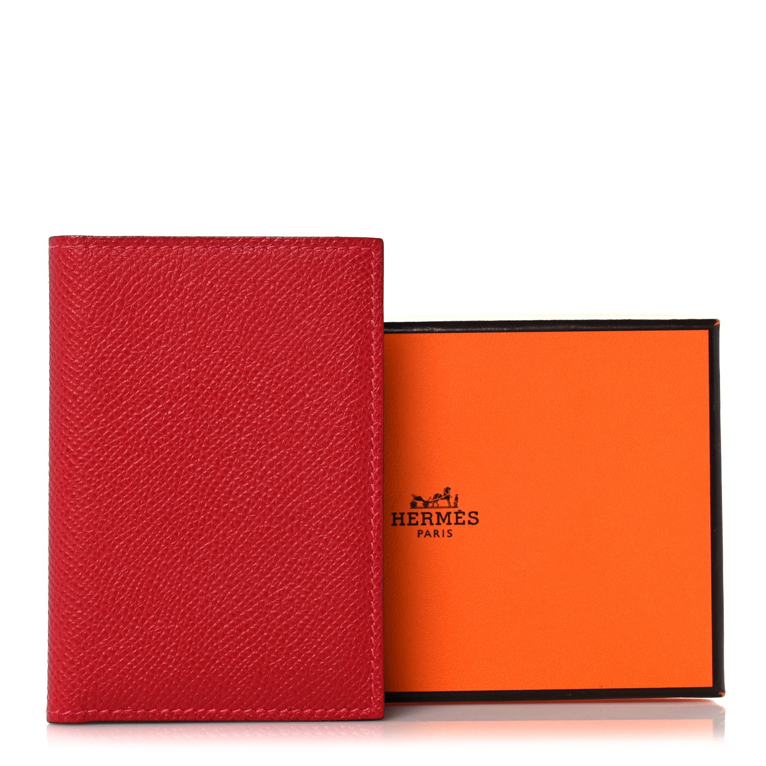 Hermes Epsom MC2 Euclide Card Holder Case Rouge Casaque 7 of 7