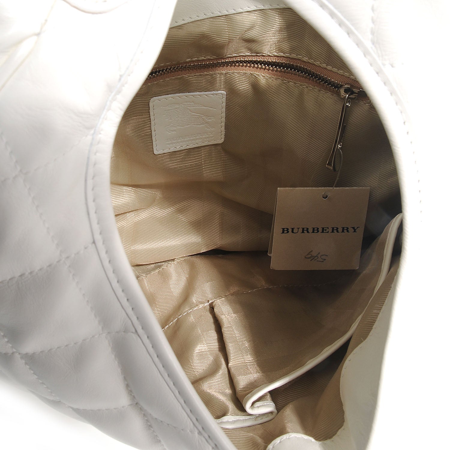 Burberry Leather Quilted Brook Hobo White 5 of 8