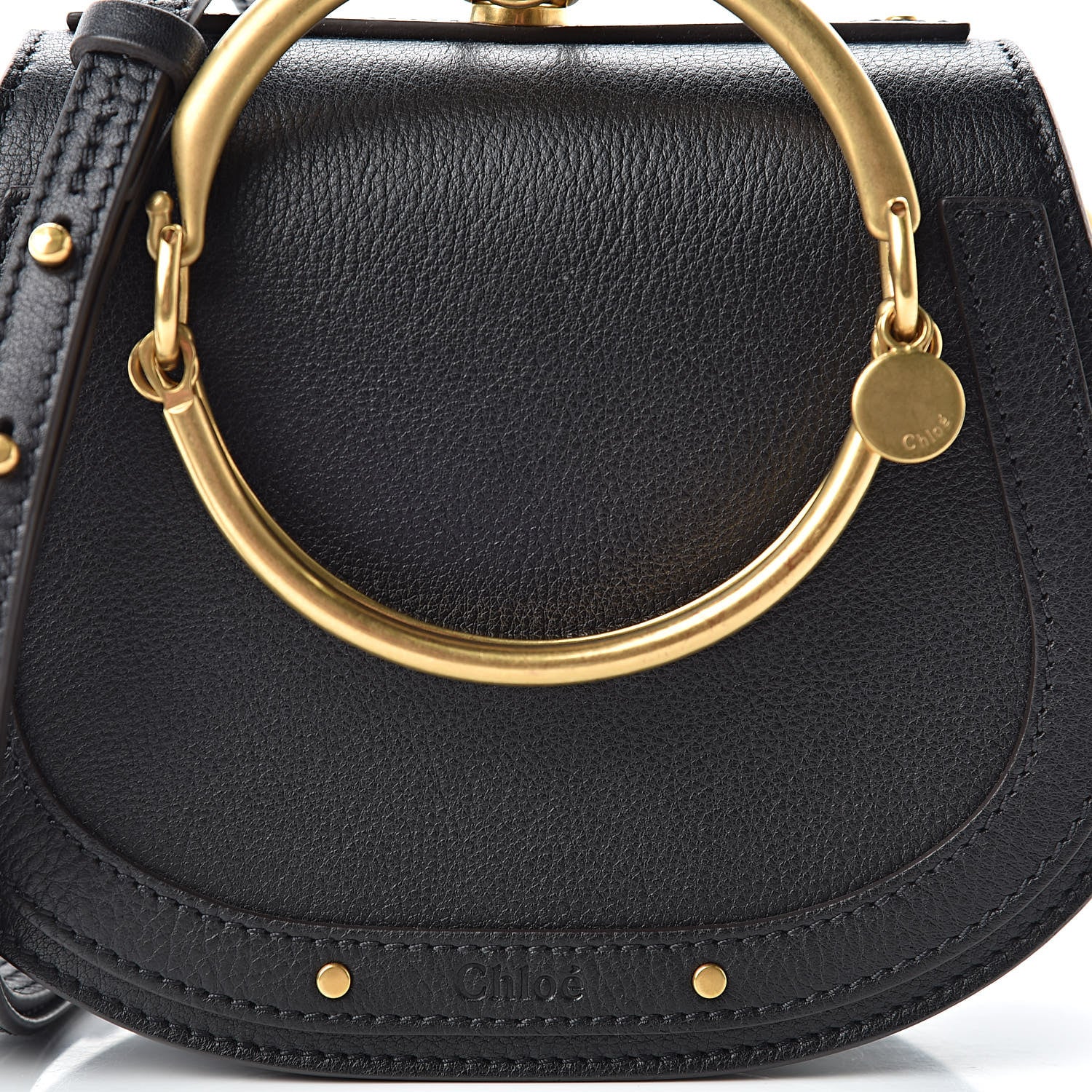 Chloe Calfskin Suede Small Nile Bracelet Bag Black 8 of 11