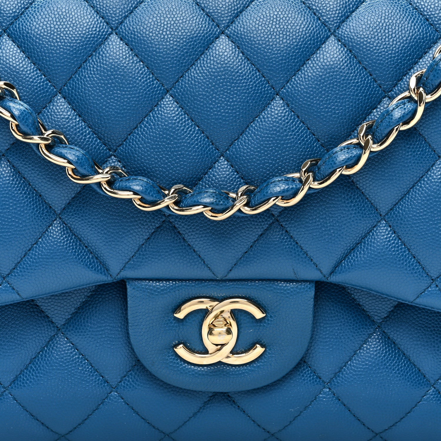 Chanel Caviar Quilted Jumbo Double Flap Blue 8 of 10