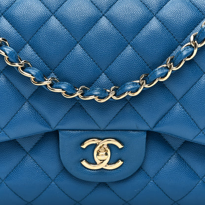 Chanel Caviar Quilted Jumbo Double Flap Blue 8 of 10
