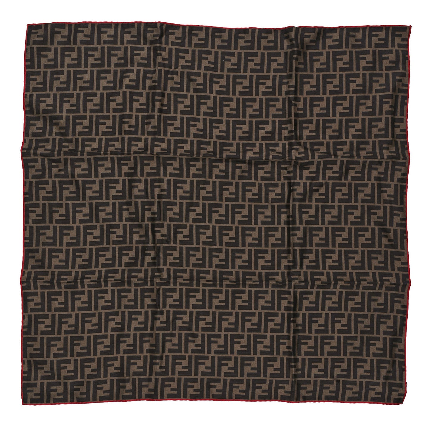 Silk FF Scarf Brown Black Red