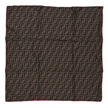 Fendi Silk FF Scarf Brown Black Red 1 of 3