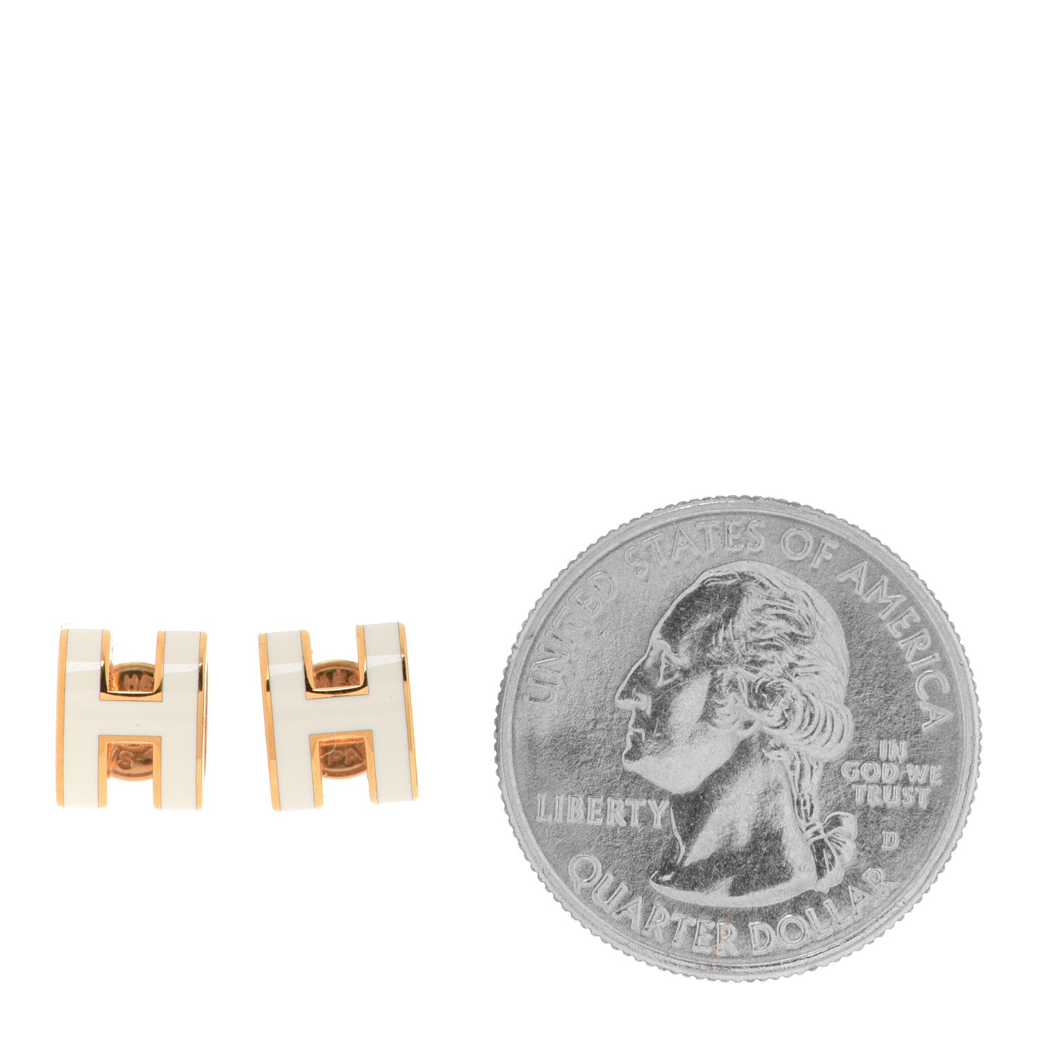 Hermes Gold Lacquered Mini Pop H Earrings White 2 of 7