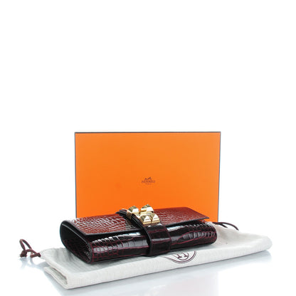 Hermes Shiny Alligator Medor Clutch 23 Bordeaux 4 of 11