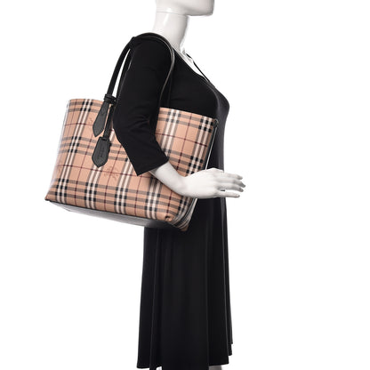 Burberry Grainy Calfskin Haymarket Check Medium Reversible Tote Black 2 of 17