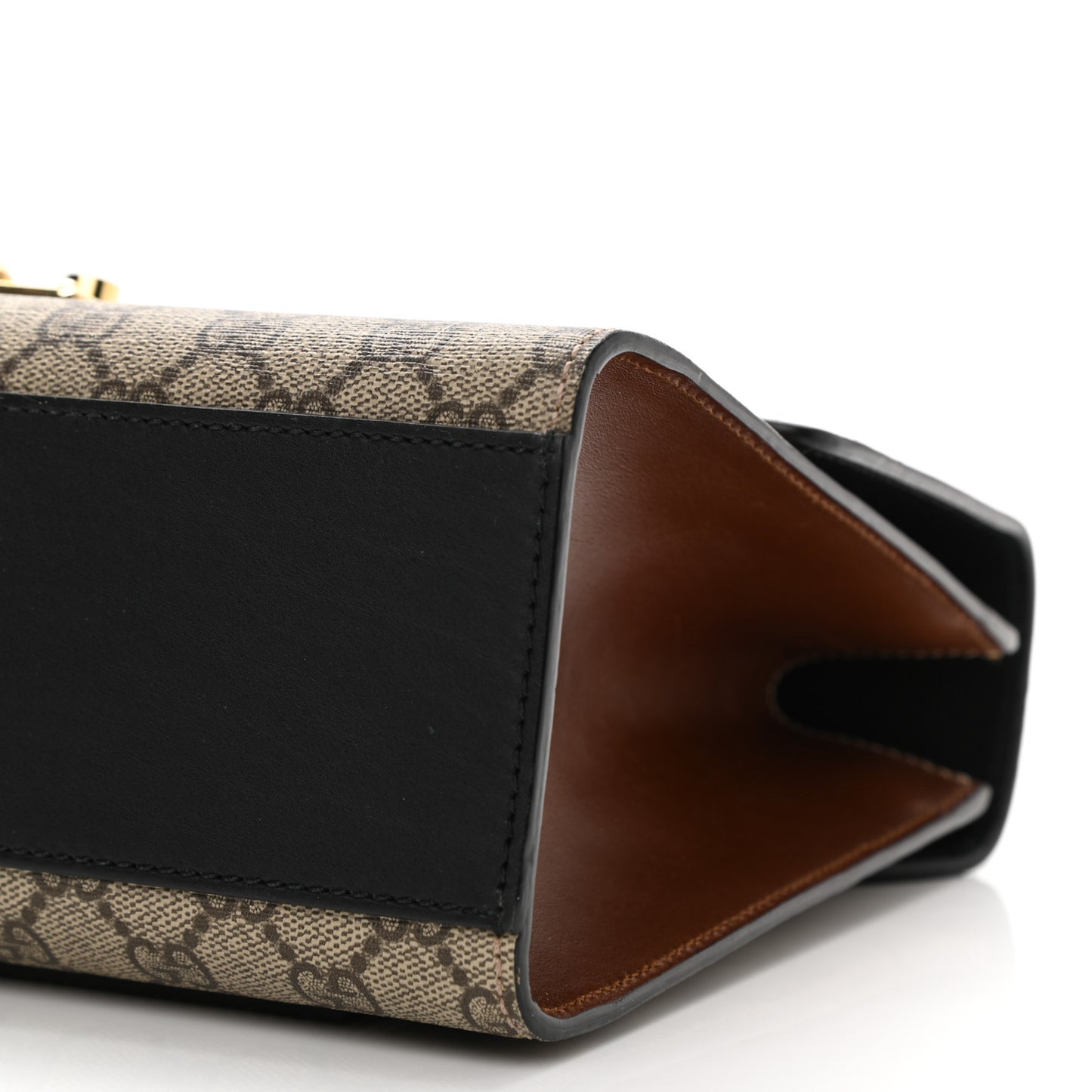 GG Supreme Monogram Calfskin Medium Padlock Shoulder Bag Beige Black Cuir