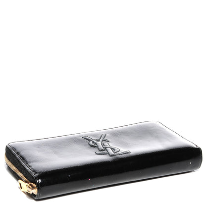 Saint Laurent Textured Patent Monogram Belle De Jour Zip Around Wallet Black 4 of 7