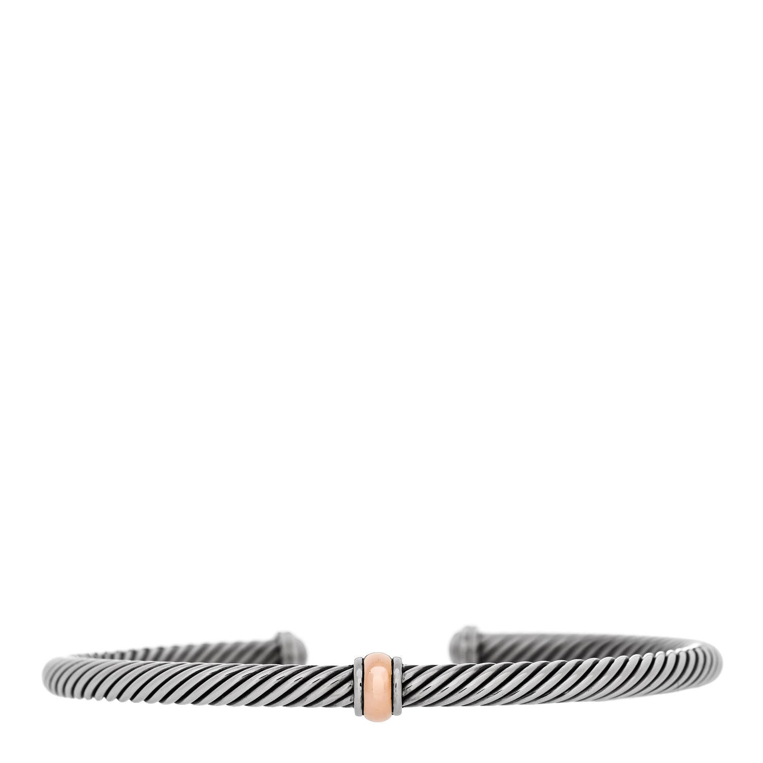 David Yurman Sterling Silver 18K Rose Gold 4mm Station Cable Bracelet 1 of 3