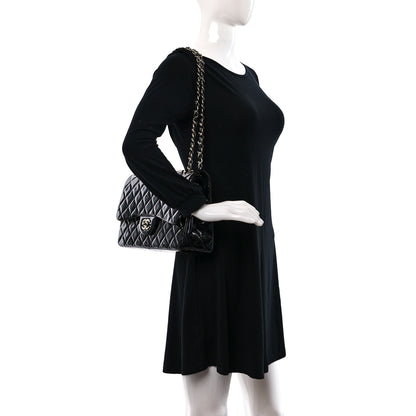 Chanel Patent Quilted Jumbo Double Flap Black 2 of 12