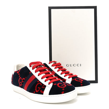 Gucci Terry Cloth GG Monogram Web Womens Ace Sneakers 37.5 Blue Red 9 of 9