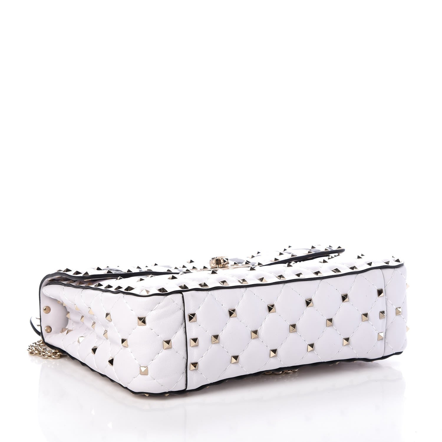 Valentino Garavani Lambskin VLTN Print Medium Rockstud Spike Shoulder Bag Optic White Black 5 of 7