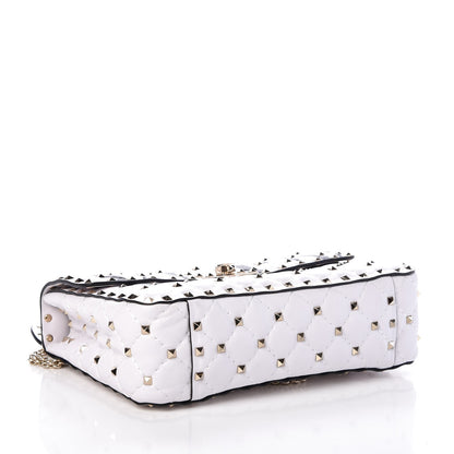 Valentino Garavani Lambskin VLTN Print Medium Rockstud Spike Shoulder Bag Optic White Black 5 of 7