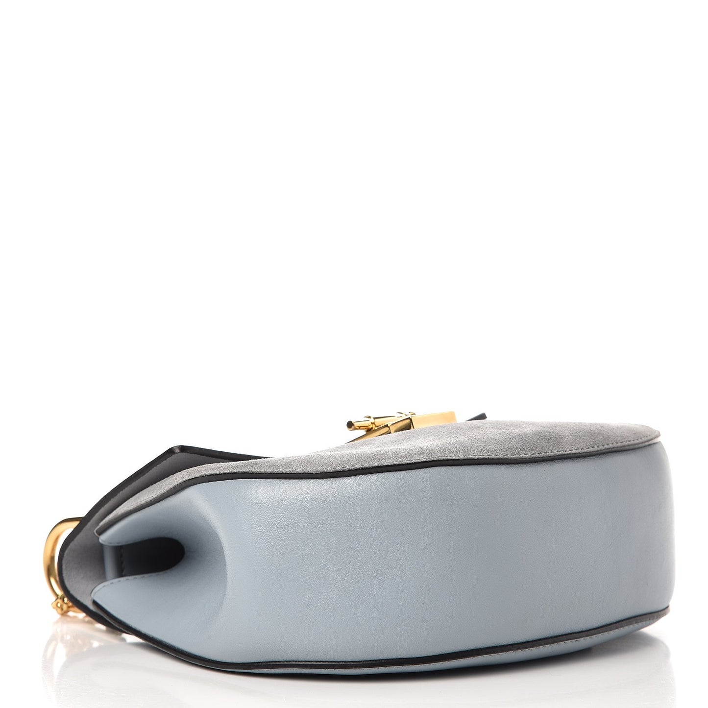 Suede Smooth Calfskin Drew Shoulder Bag Fresh Blue