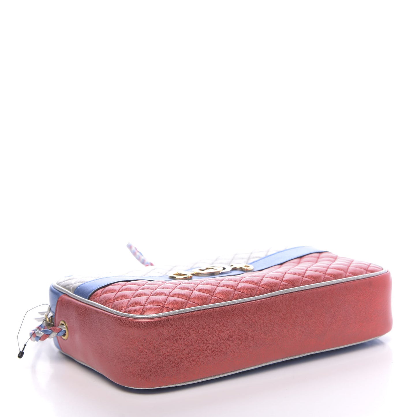 Laminated Nappa Trapuntata Small Zumi Shoulder Bag Rosso Marine Argento