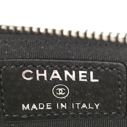 Chanel Suede Floral Embossed Zipped Coin Purse Black 6 of 9