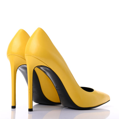 Saint Laurent Calfskin Paris 105 Pumps 39 Yellow 4 of 9