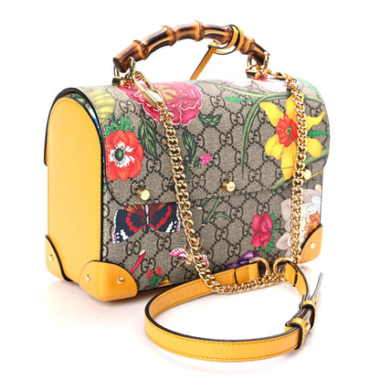 Gucci GG Supreme Monogram Flora Small Padlock Bamboo Shoulder Bag Beige Multicolor Crop 3 of 9