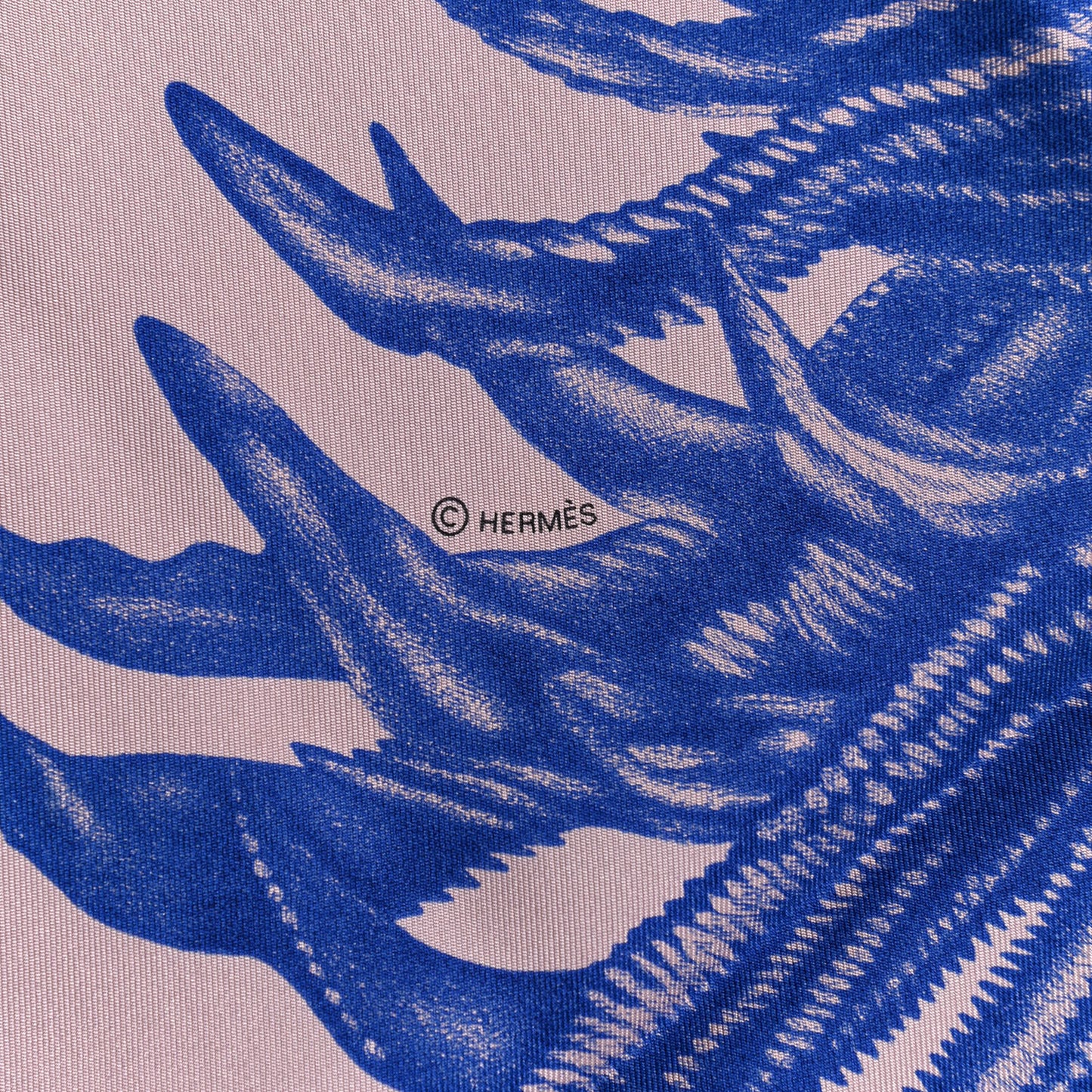 Silk Twill Plumets Et Panaches Scarf 90 Rose Fane Bleu Violet