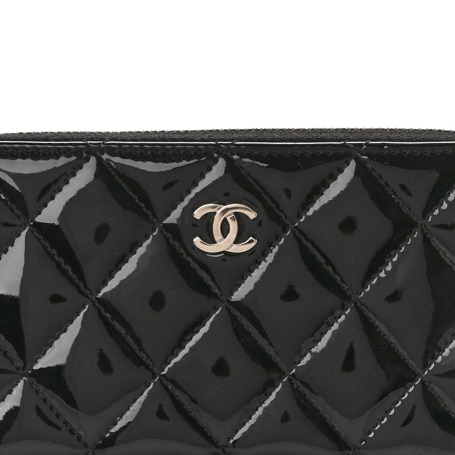 Chanel Patent Quilted Small Zip Around Wallet Black 8 of 10
