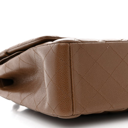 Chanel Caviar Quilted Maxi Double Flap Light Brown 9 of 12