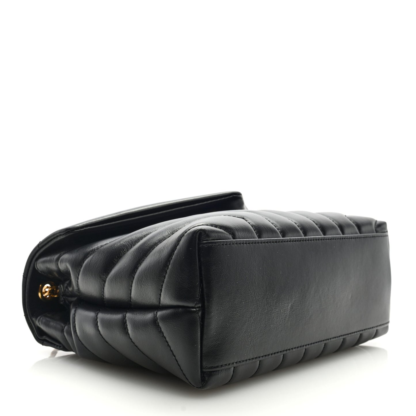 Calfskin Y Quilted Monogram Small Loulou Chain Satchel Black